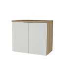 Ver imagem 2 de Gabinete de Banheiro 75cm x 60cm Nature Marrom/Carvalho/Branco