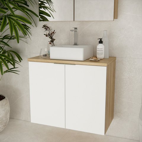 Gabinete de Banheiro 75cm x 60cm Nature Marrom/Carvalho/Branco