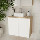 Ver imagem 1 de Gabinete de Banheiro 75cm x 60cm Nature Marrom/Carvalho/Branco