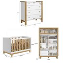 Ver imagem 2 de Quarto de Bebê Completo Flora com Berço Cômoda e Roupeiro 5085 Branco Freijó Qmovi + Colchão Ortobom