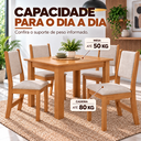 Ver imagem 5 de Conjunto Mesa de Jantar Retangular Palace Mel 4 Cadeiras Sol Linho Bege