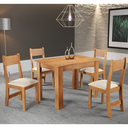Ver imagem 1 de Conjunto Mesa de Jantar Retangular Palace Mel 4 Cadeiras Sol Linho Bege - Casa Giulia