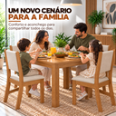 Ver imagem 4 de Conjunto Mesa de Jantar Retangular Palace Mel 4 Cadeiras Sol Linho Bege