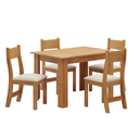 Ver imagem 2 de Conjunto Mesa de Jantar Retangular Palace Mel 4 Cadeiras Sol Linho Bege - Casa Giulia