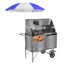 Ver imagem 1 de Carrinho 2 em 1 Cefaz Hot Dog e Lanche Luxo Inox com Rodas Maciças e Guarda Sol L09m/gs