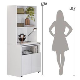 Armário Bancada de Cozinha 2 Portas com Mesa Retrátil Duo Branco - 3