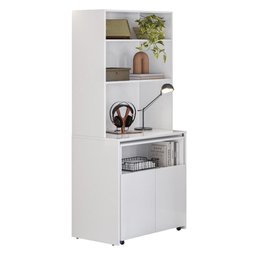 Armário Bancada de Cozinha 2 Portas com Mesa Retrátil Duo Branco - 1