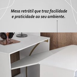 Armário Bancada de Cozinha 2 Portas com Mesa Retrátil Duo Branco - 4