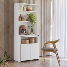 Armário Bancada de Cozinha 2 Portas com Mesa Retrátil Duo Branco - 7