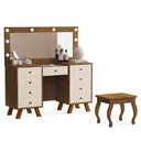 Ver imagem 1 de Penteadeira Camarim Mila Malbec/off White com Banqueta - Móveis Luapa