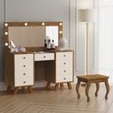 Ver imagem 2 de Penteadeira Camarim Mila Malbec/off White com Banqueta - Móveis Luapa