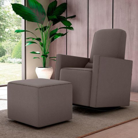 Poltrona com Puff para Amamentação Órion Reclinável Suede Cappuccino Matrix