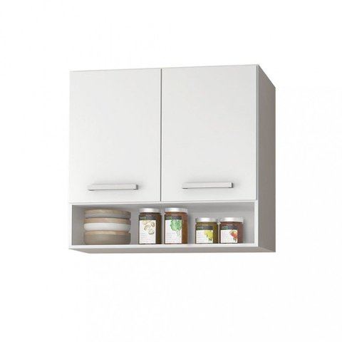 Armário Aéreo para Cozinha 2 Portas e 1 Nicho Branco Benin