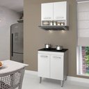 Ver imagem 3 de Armário Aéreo para Cozinha 2 Portas e 1 Nicho Branco Benin
