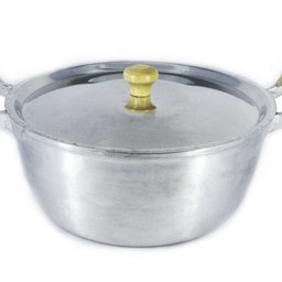 Caçarola Panela Alumínio Polido Alça Madeira Bojuda 20cm - 1