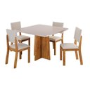 Ver imagem 2 de Conjunto de Mesa de Jantar 4 Lugares Tulipa Tampo de Vidro Mel e Bege