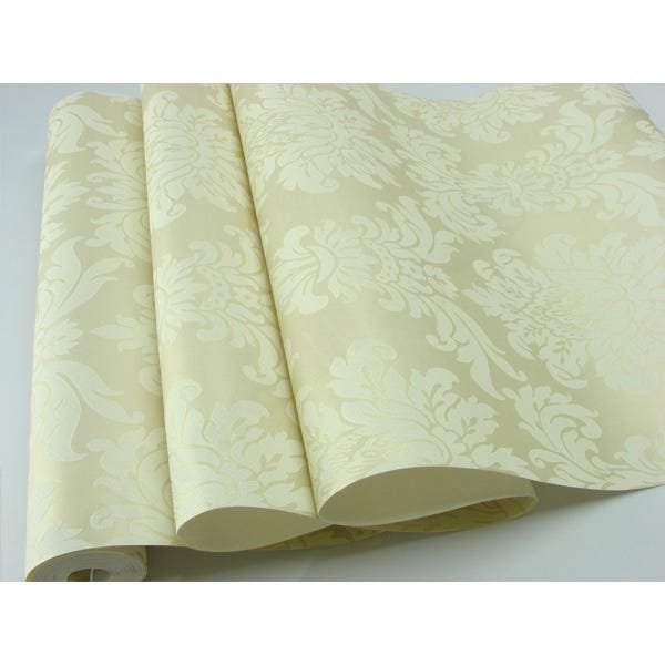 Papel de Parede Não Lavável - Bege com detalhes em Creme - Rolo com 10m x 53cm - LMS-PPD-320503 - 4