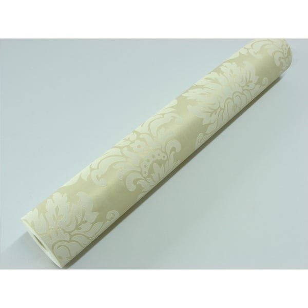 Papel de Parede Não Lavável - Bege com detalhes em Creme - Rolo com 10m x 53cm - LMS-PPD-320503 - 6