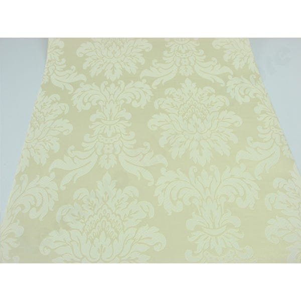 Papel de Parede Não Lavável - Bege com detalhes em Creme - Rolo com 10m x 53cm - LMS-PPD-320503 - 1