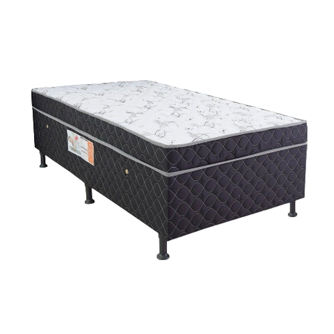 Box Base Conjugada Espuma Dupla Solteiro King Poliester (110kg - 0.96x2.03x56):preto