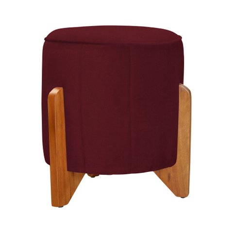 Puff Jade Pés de Madeira Suede: Bordô