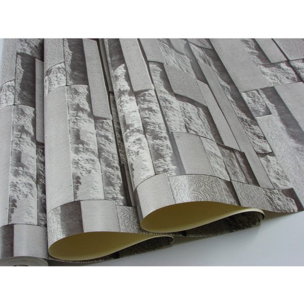 Papel de Parede Lavável - Cinza com cinza escuro - Rolo com 10m x 53cm - LMS-PPD-959011 - 2