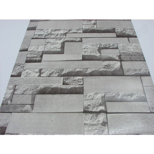 Papel de Parede Lavável - Cinza com cinza escuro - Rolo com 10m x 53cm - LMS-PPD-959011 - 1