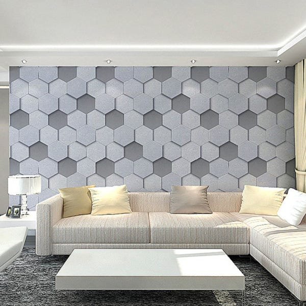 Papel de Parede Lavável - Cinza com detalhes - Rolo com 10m x 53cm - LMS-PPY-8291 - 1