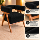 Ver imagem 2 de Poltrona Decorativa Mirela Suede Design Moderno Pés Madeira:Preto