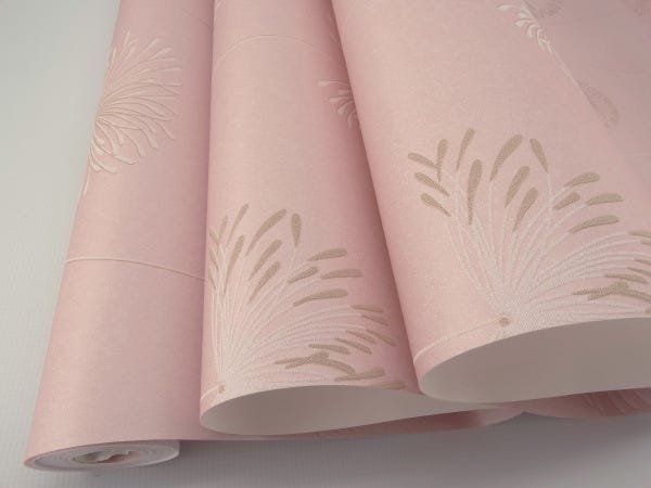 Papel de Parede - Rosa com Detalhes em Areia e Branco - Rolo com 10m x 53cm - LMS-PPY-904 - 2