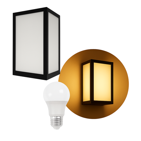 Arandela Luminária Vitra 3 Vidros Externa Preta + Led A60 12w Br. Quente St2953