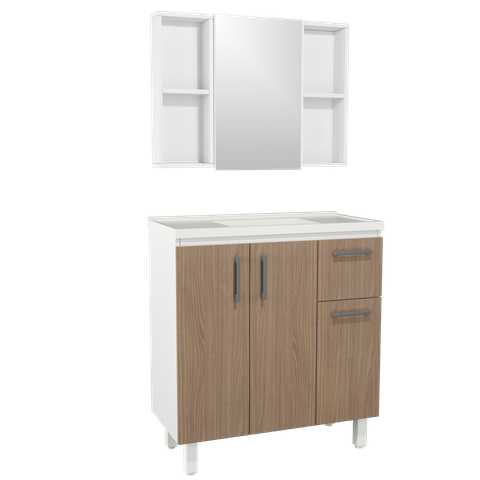 Conjunto Gabinete de Banheiro Lisboa 80cm