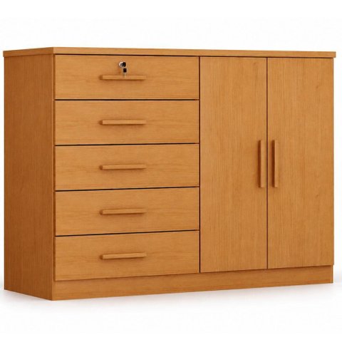 Cômoda Seul 2 Portas 5 Gavetas Cinamomo - Novo Horizonte