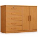 Ver imagem 1 de Cômoda Seul 2 Portas 5 Gavetas Cinamomo - Novo Horizonte