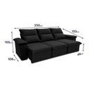 Ver imagem 4 de Sofá Retrátil Reclinável Paris 2,30m Suede Velut Preto Molas no Assento - King House