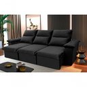 Ver imagem 1 de Sofá Retrátil Reclinável Paris 2,30m Suede Velut Preto Molas no Assento - King House