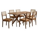 Ver imagem 1 de Mesa de Jantar Cacau com 6 Cadeiras Estofadas Palmas Corino Kaki Ornar