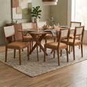 Ver imagem 2 de Mesa de Jantar Cacau com 6 Cadeiras Estofadas Palmas Corino Kaki Ornar