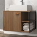 Ver imagem 1 de Gabinete para Banheiro 60cm com Cuba Nassau Marrom/Noce