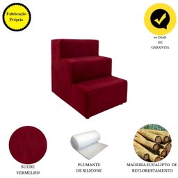 Escada Escadinha Pet Cachorro 3 Degraus Rampa Suede Dog:vermelho - 5