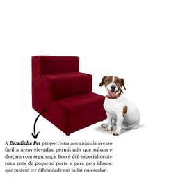 Escada Escadinha Pet Cachorro 3 Degraus Rampa Suede Dog:vermelho - 6