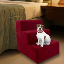 Escada Escadinha Pet Cachorro 3 Degraus Rampa Suede Dog:vermelho - 3