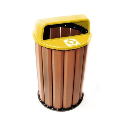 Lixeira de Madeira Plástica Ecológica 94l Diversas Cores - Amarela