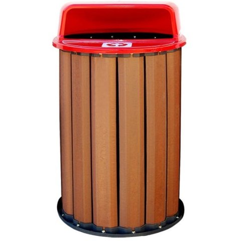 Lixeira para Coleta Seletiva 94L Diversas Cores Madeira Plastica Ecologica - Vermelho