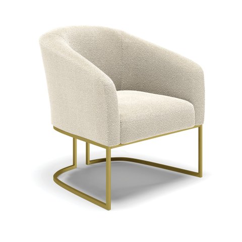 Poltrona Decorativa Base Industrial Dourado Stella Bouclê D03 - D'Rossi