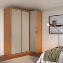 Ver imagem 1 de Guarda Roupa de Canto Porta de Correr 3 Portas Mdf Altezza Clean Belmax:freijó/off White
