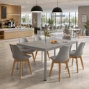 Ver imagem 1 de Mesa Cozinha e Refeitório 180cm x 90cm Pés Metal com 6 Cadeiras Siena Pés Madeira Casa Lar