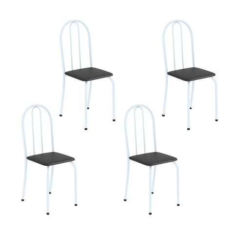 Kit 4 Cadeiras Tubular 89x37x42 cm Ane B Branco/Preto