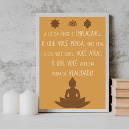 Quadro A Lei Da Mente É Implacável 24x18cm - com vidro:Madeira branca - 1