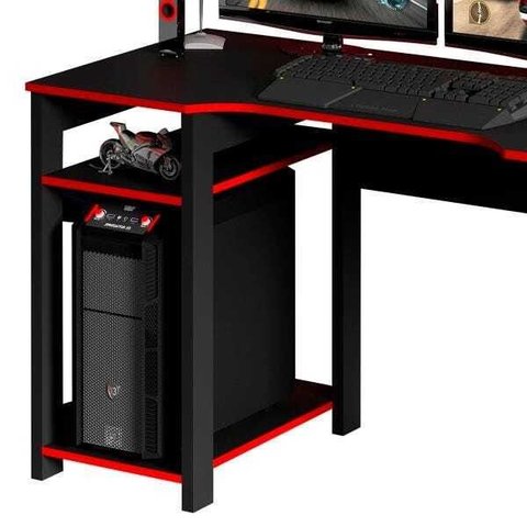 Mesa para Computador Gamer 1,36m com Suporte para Monitores Me4152 Tecno Mobili - Preto/vermelho